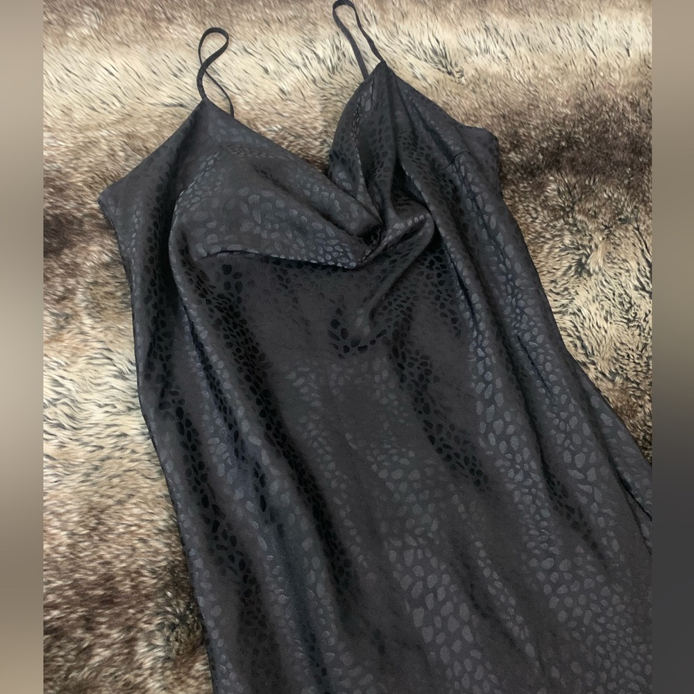 NWT Bar III Leopard Black Satin Maxi Dress